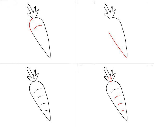 Leçons avec les enfants: comment dessiner les carottes par étapes